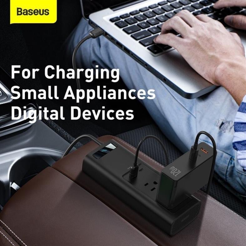 Tẩu Sạc ô tô Baseus In-car Inverter 150W chuyển đổi nguồn 110v, 220V sạc laptop