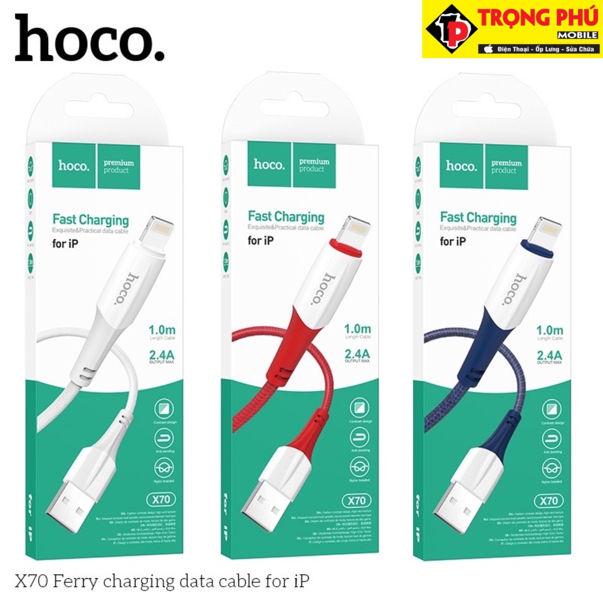 Cáp sạc Usb-Lighting Hoco X70