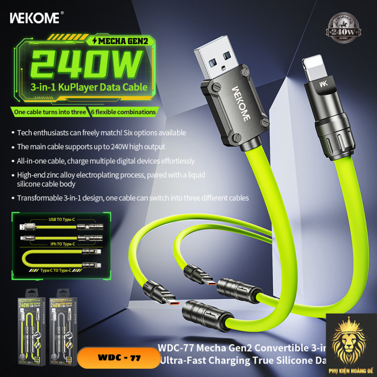 Cáp sạc 4 đầu Wekome wdc-77 240w