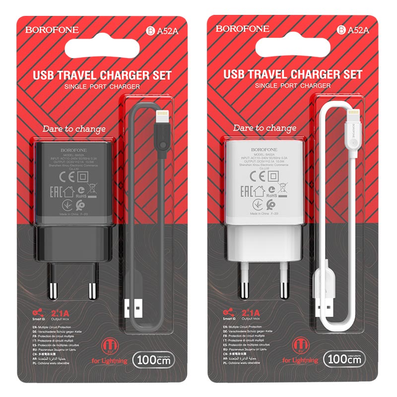 Bộ sạc Usb-Lighting Borofone BA52A