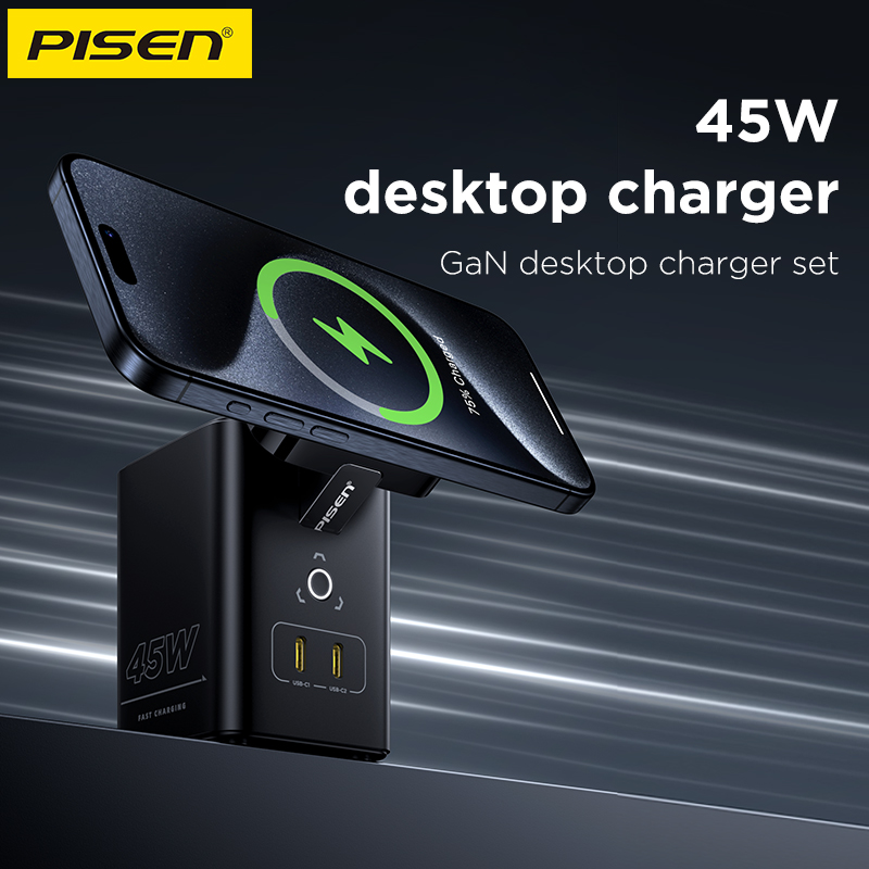 Đế Trạm sạc Pisen TP-C25 45W GaN Desktop Magstation sạc được laptop, macbook