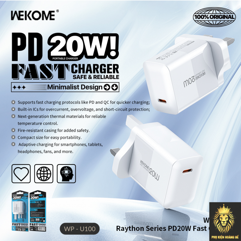Cốc sạc TypeC Wekome U100 20w
