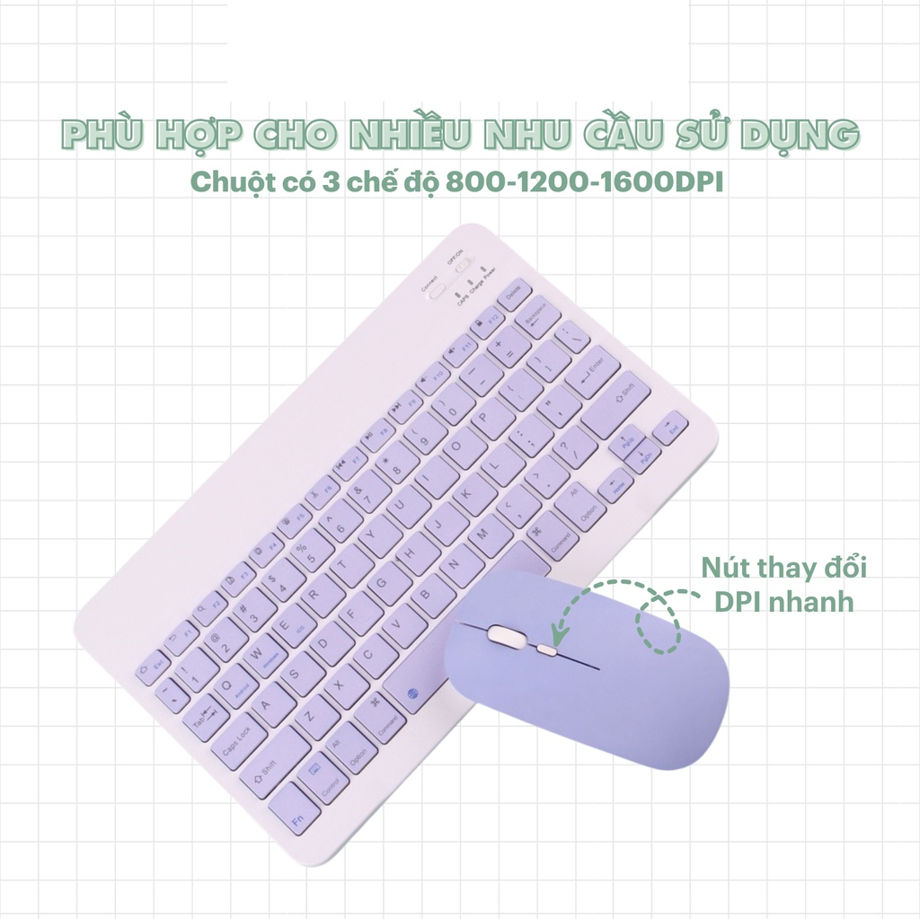 Bàn Phím + chuột combo Máy Tính Bluetooth Mini cho điện thoại, ipad, laptop