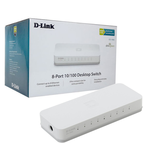 Cục Switch để bàn 8 cổng, vỏ nhựa Tốc độ 10/100Mbps DES-1008C