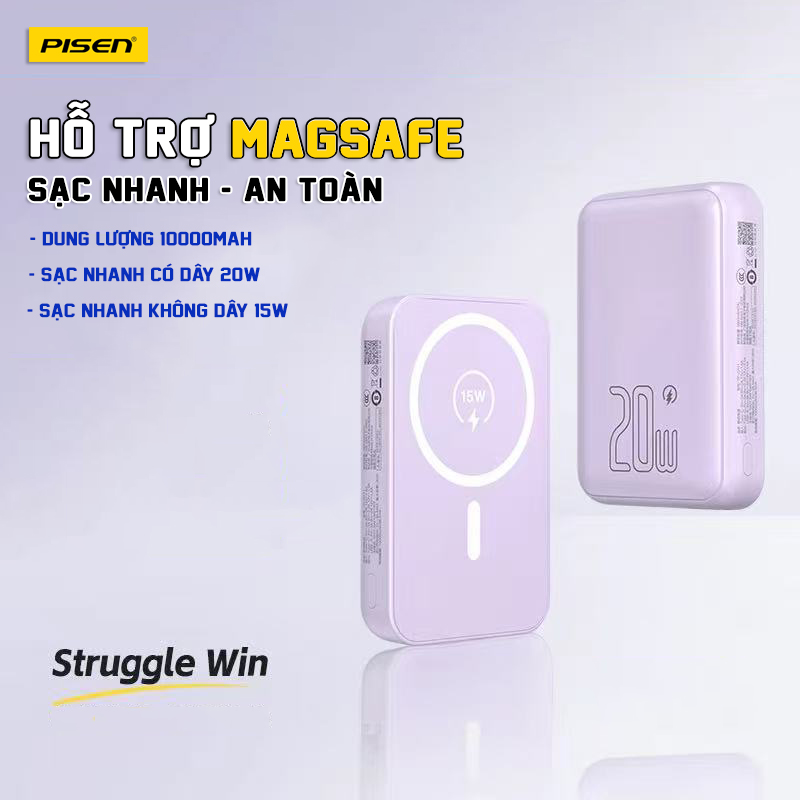Sạc dự phòng Pisen TP-D111 20w 10.000 quick powerMag digital không dây