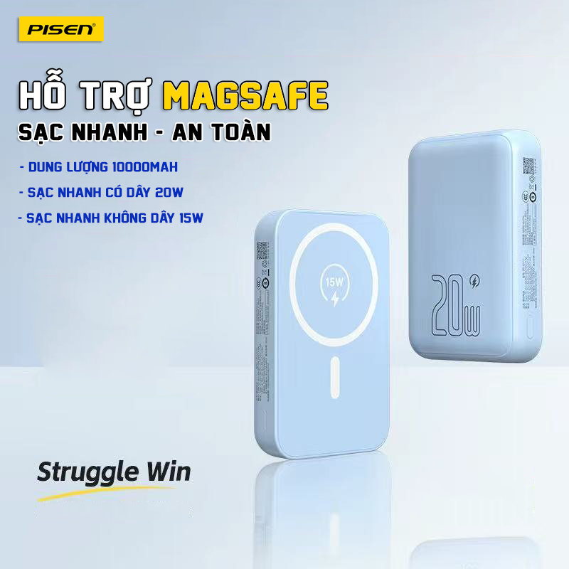 Sạc dự phòng Pisen TP-D111 20w 10.000 quick powerMag digital không dây
