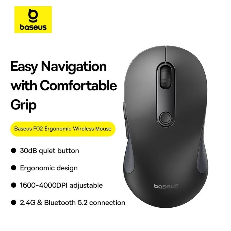 Chuột Không Dây Kết Nối Bluetooth/Wireless Baseus F02 Ergonomic Wireless Mouse