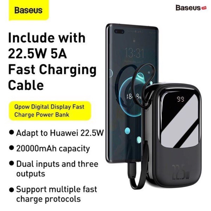 Sạc dự phòng Baseus QPOW 20W 20000mAh