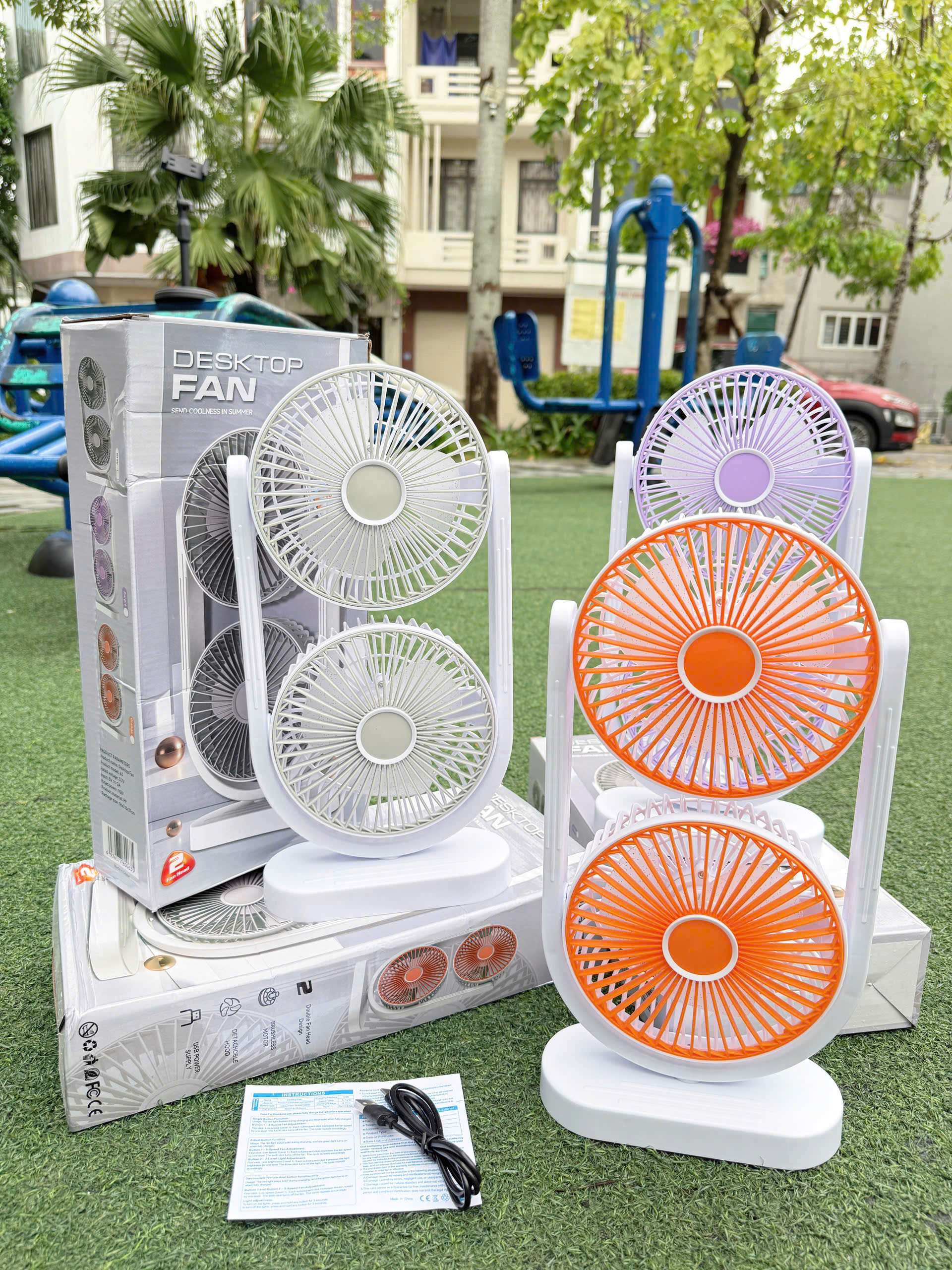 Quạt bàn tích điện 2 lồng F09