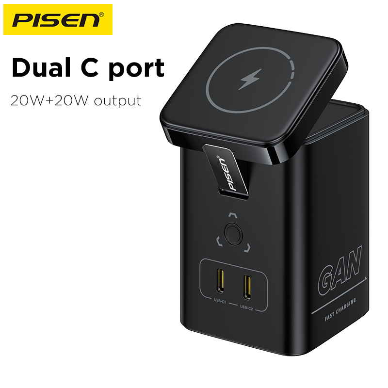 Đế Trạm sạc Pisen TP-C25 45W GaN Desktop Magstation sạc được laptop, macbook