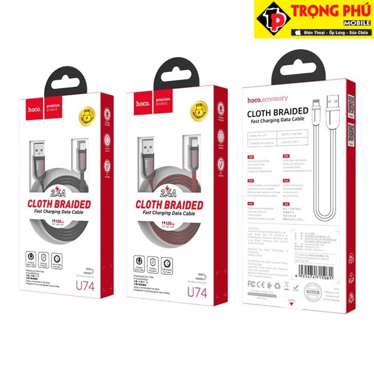Cáp sạc Usb-Lighting Hoco u74