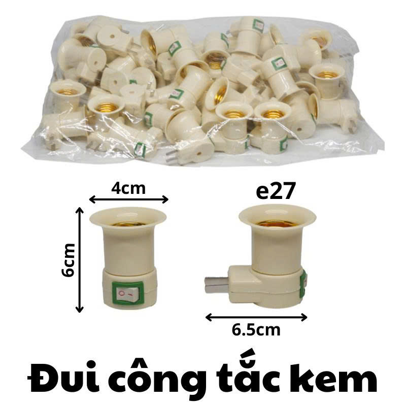 Đui Đèn E27 Có Công Tắc, Phích Cắm Tròn