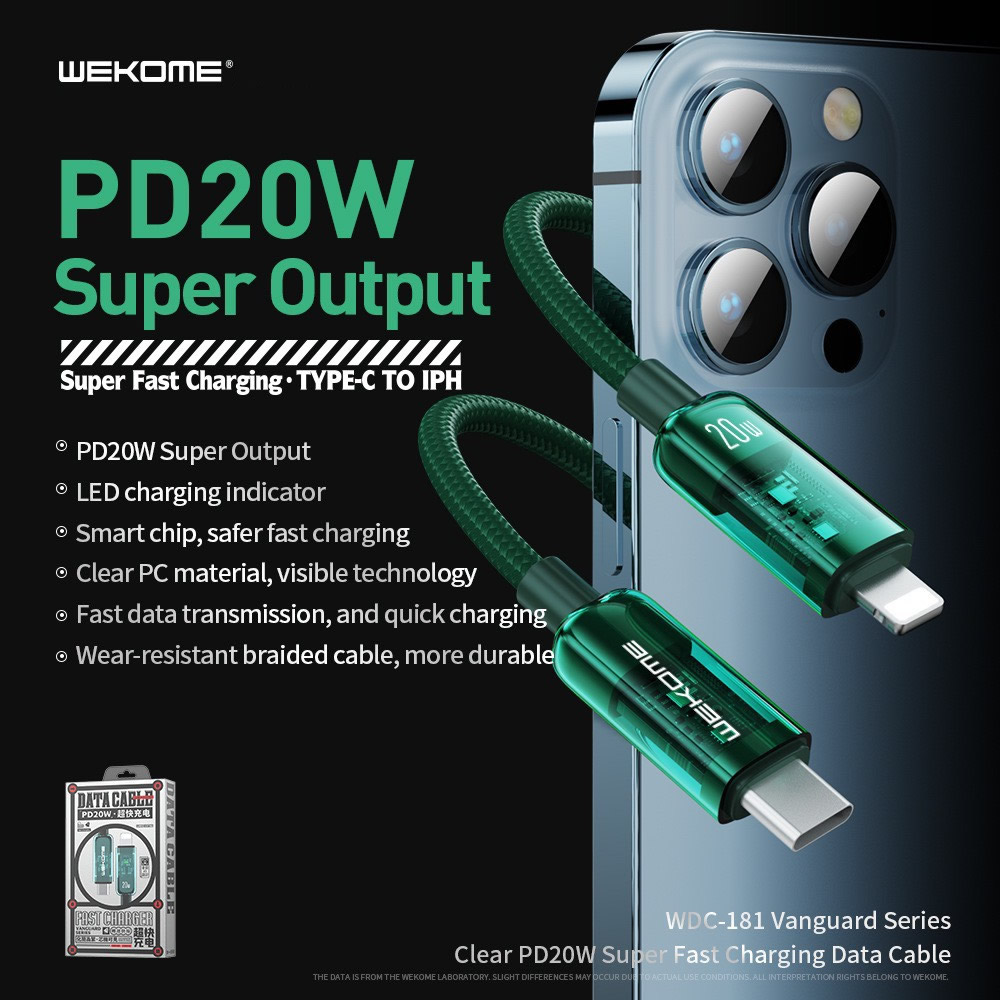 Cáp sạc TypeC-Lighting nhanh 20w Wekome 181