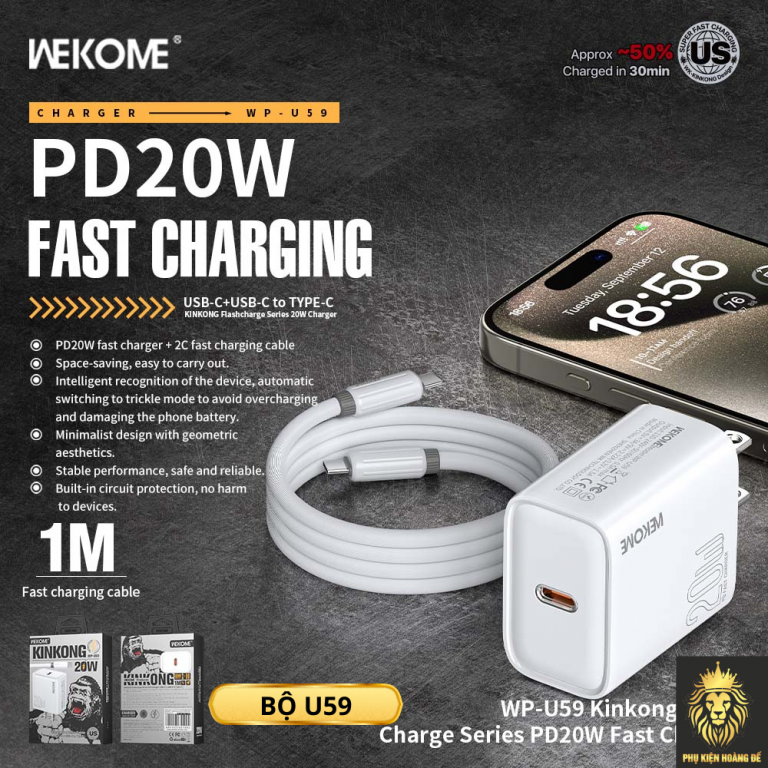 Bộ sạc TypeC-TypeC Wekome U59