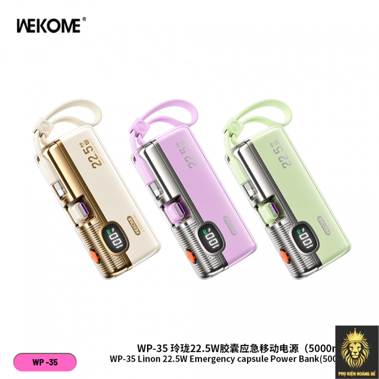 Sạc dự phòng Wekome WP-35 5000mah mini 1 đầu typeC + dây lighting