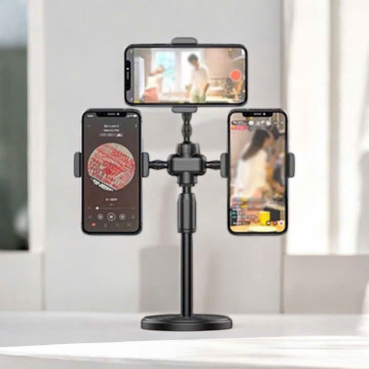 Kệ điện thoại livetream để bàn kẹp 3 điện thoại