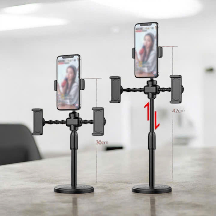 Kệ điện thoại livetream để bàn kẹp 3 điện thoại