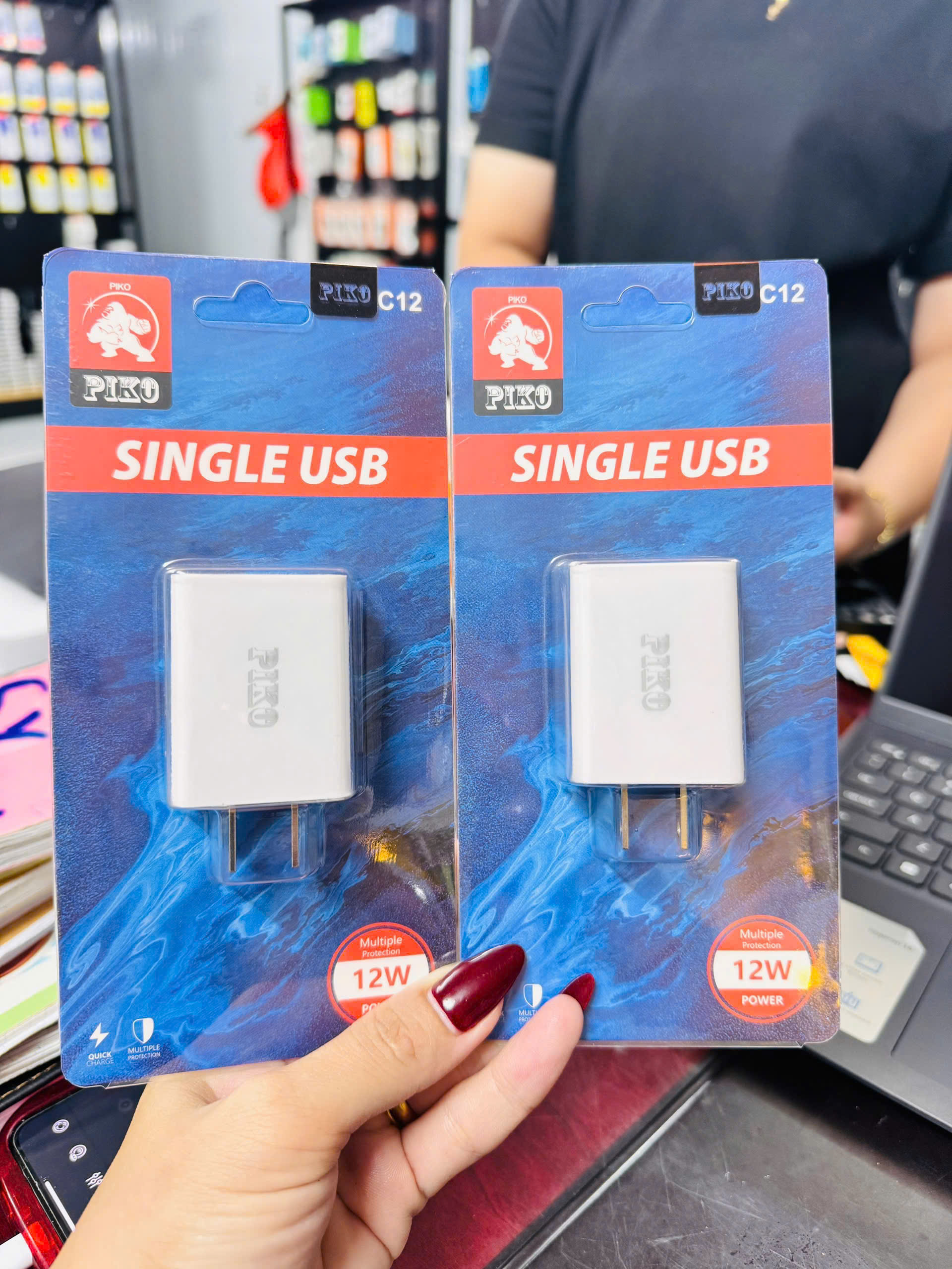 Cốc sạc USB Piko C12 12w- Cho Samsung/iPhone cắm đầu USB