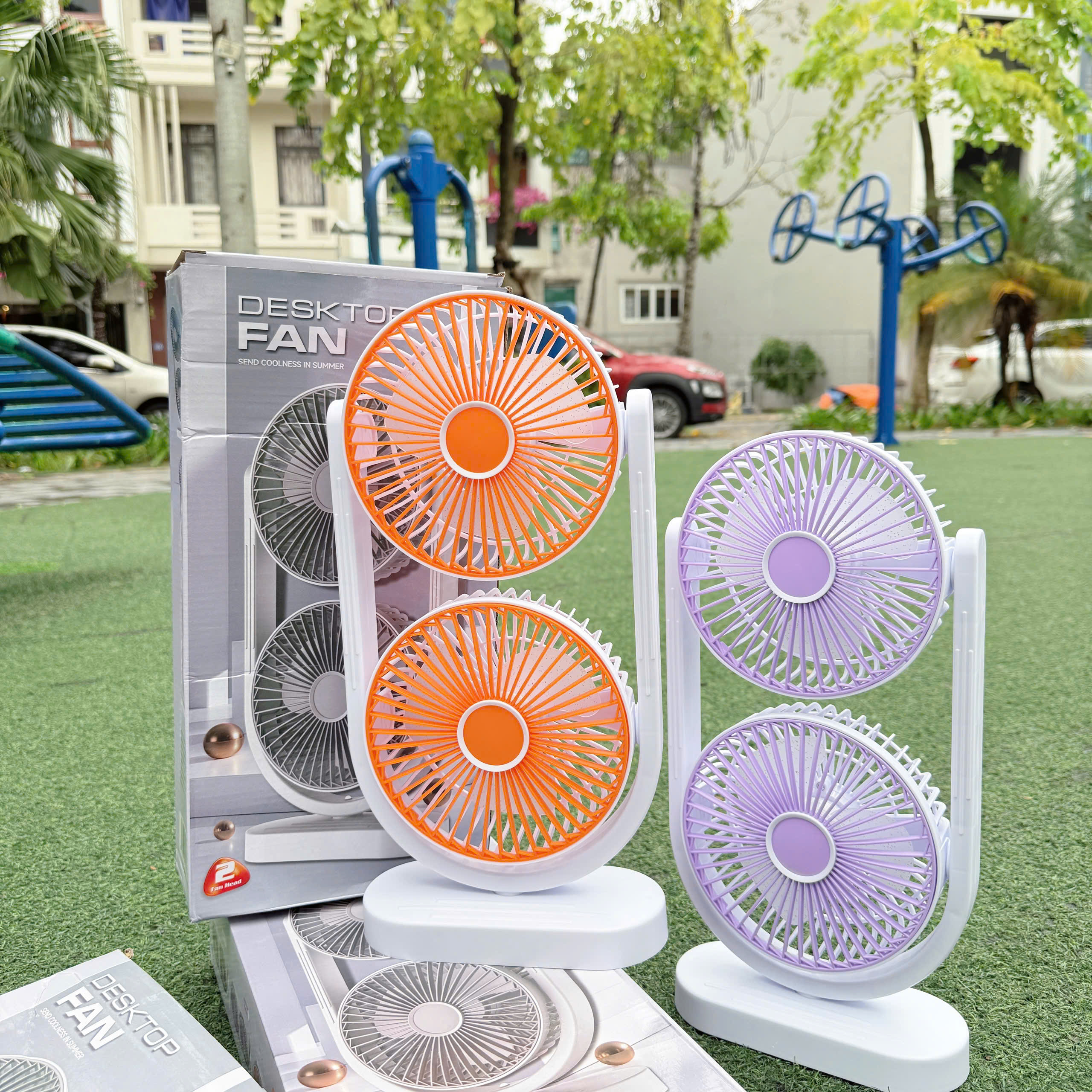 Quạt bàn tích điện 2 lồng F09