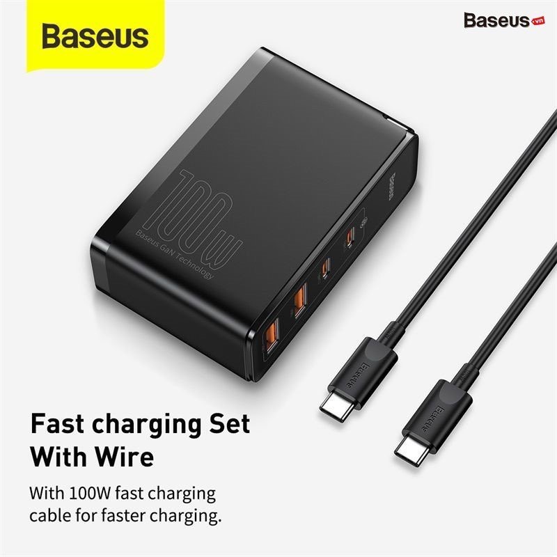 Bộ sạc TypeC-TypeC Baseus Gan2 Pro 100w