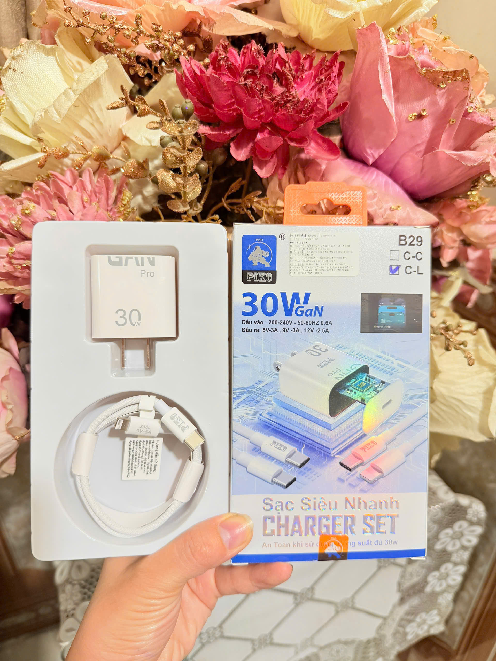 Bộ sạc typeC-Ligting Piko B29 30w cho IP 14  - 35w 290k