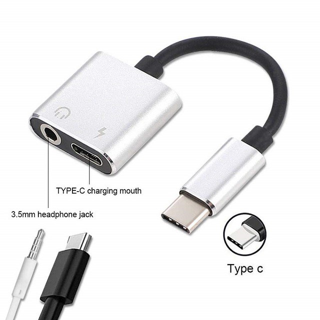 Cáp chuyển TypeC ra Tai nghe 3.5 và TypeC sạc