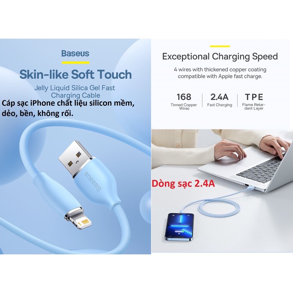 Cáp sạc Usb-Lighting Baseus Jelly Liquid