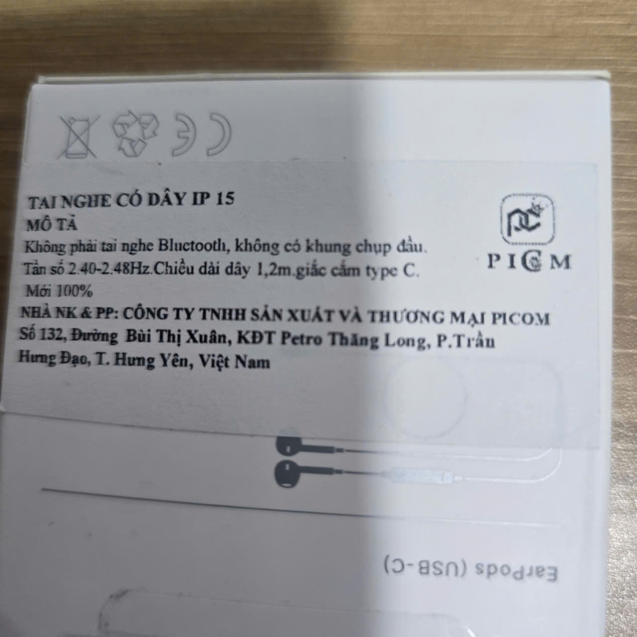 Tai nghe dây đầu TypeC ip 15A