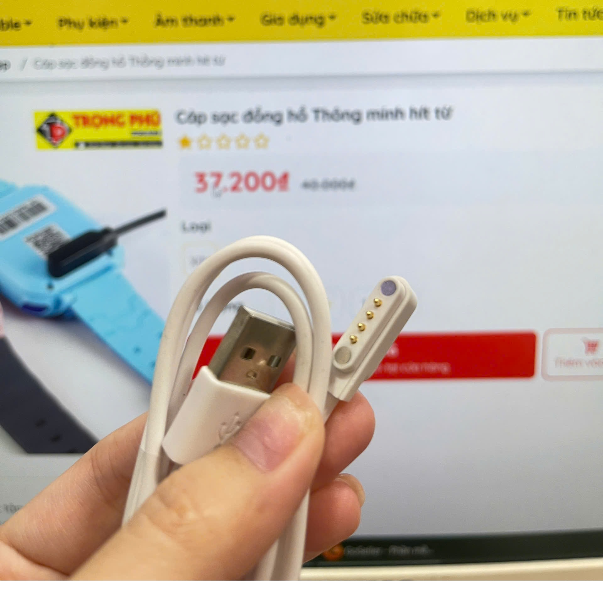 Cáp sạc đồng hồ Thông minh hít 2 chấu