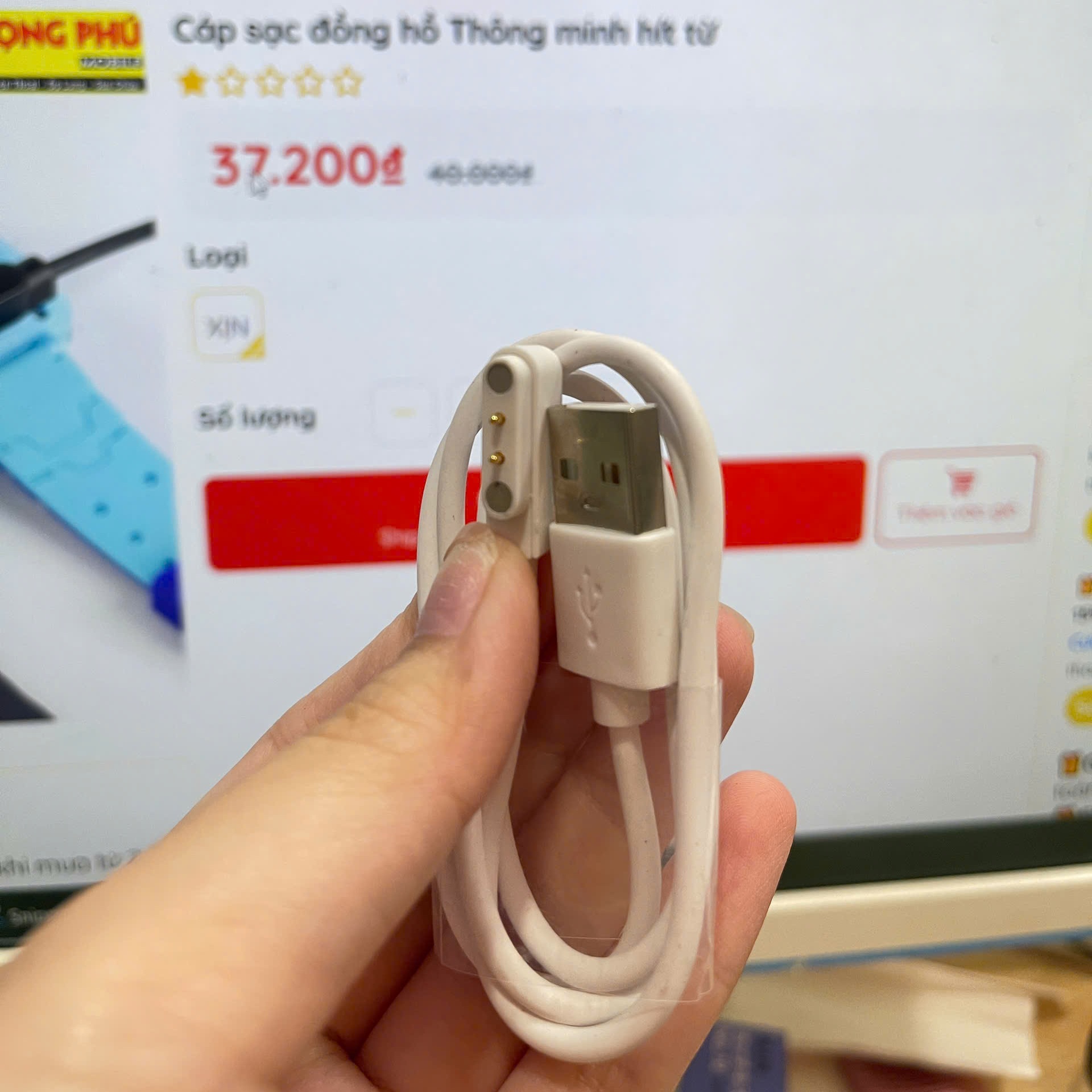 Cáp sạc đồng hồ Thông minh hít 2 chấu