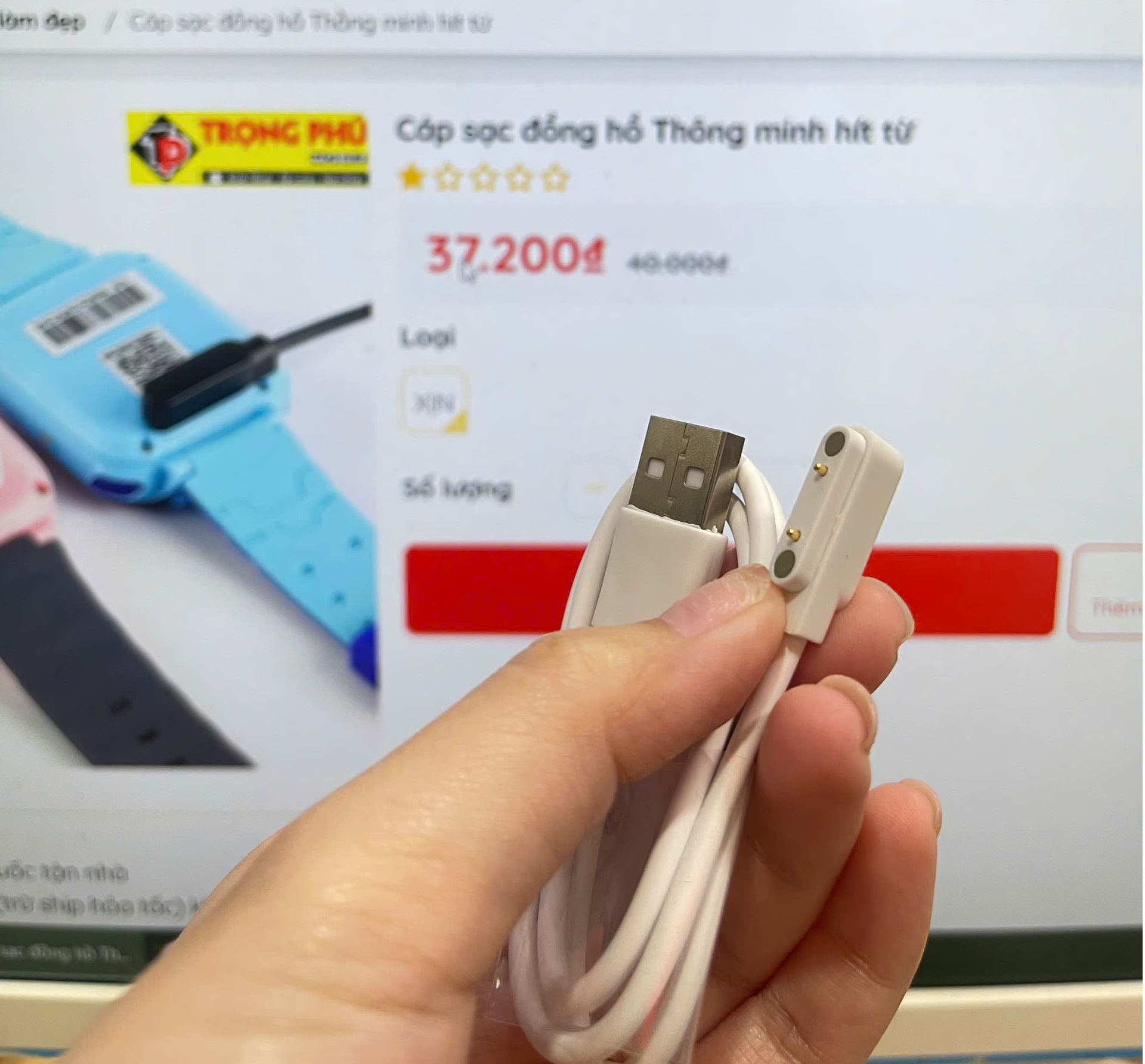 Cáp sạc đồng hồ Thông minh hít 2 chấu