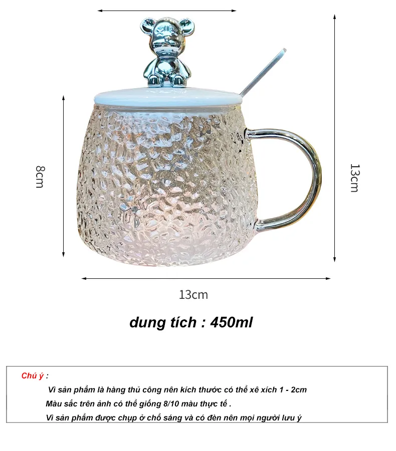 Cốc/Ly Thủy Tinh Nhám Gấu Bearbrick (Kèm Thìa/Ống Hút)…