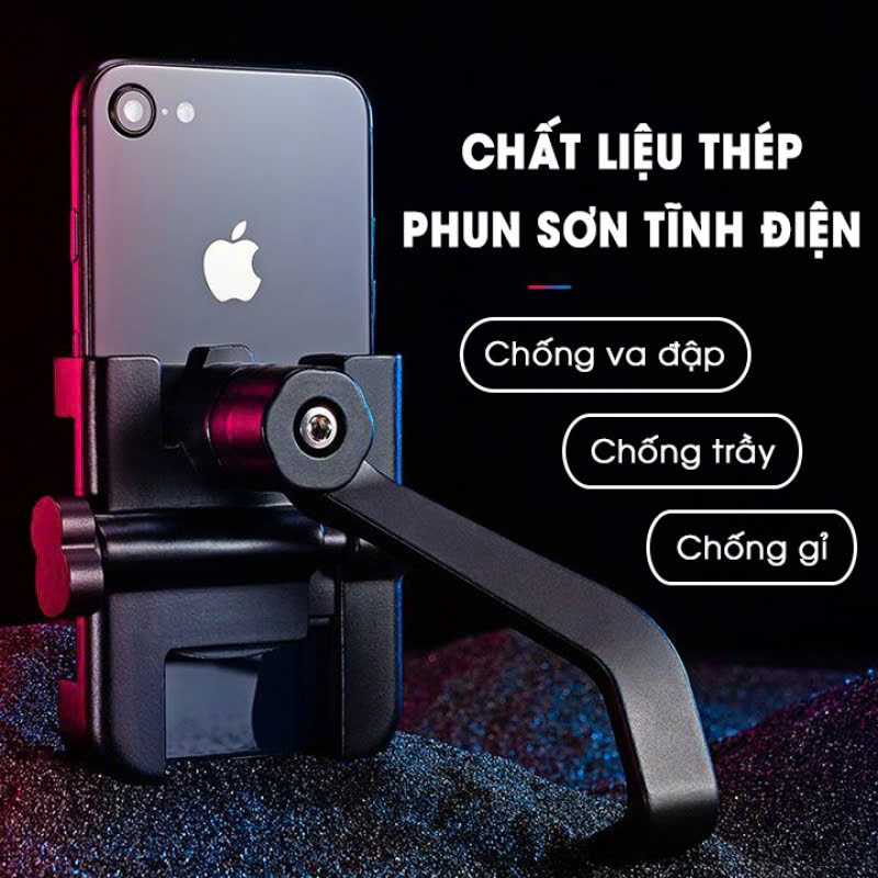 Kệ Xe máy đỡ điện thoại C2 + kèm Sạc điện thoại gắn xe máy