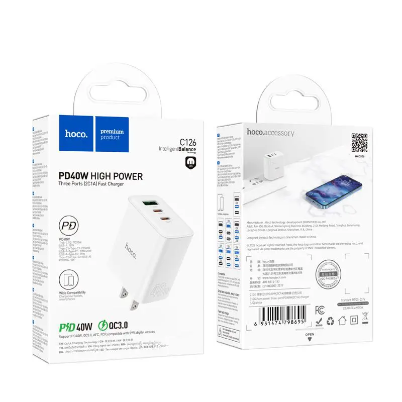 Cốc sạc 3 cổng Hoco C126 40w - 3 Đầu