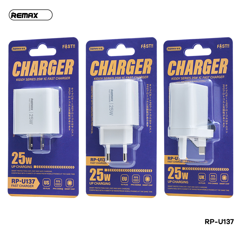 Cốc sạc TypeC 25W Remax RP-U137 US (chân dẹp)