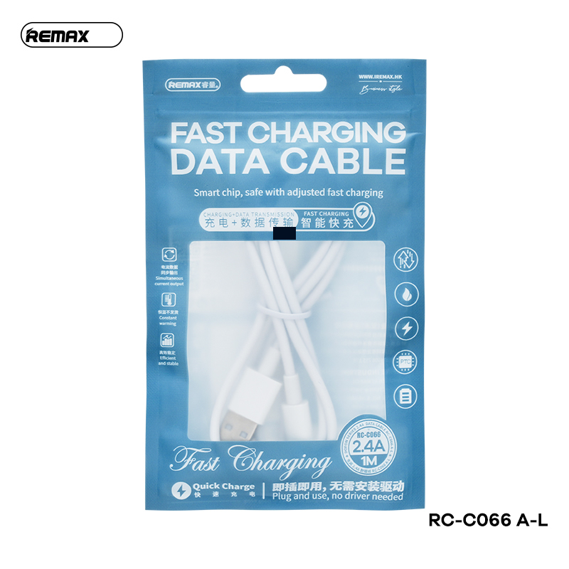 Cáp sạc Usb-Lighting  2.4A Trắng Remax RC-C066ios