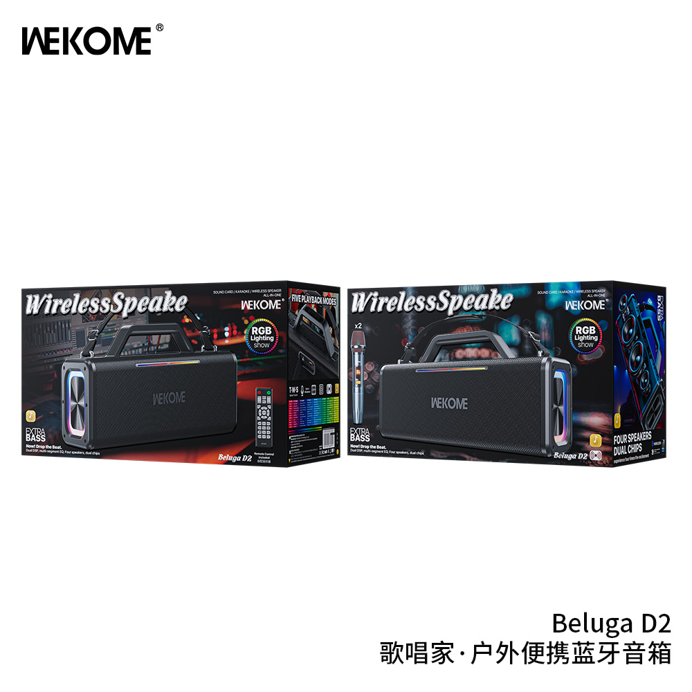 Loa karaoke bluetooth WEKOME Beluga D2. kèm 2 micro (DD)