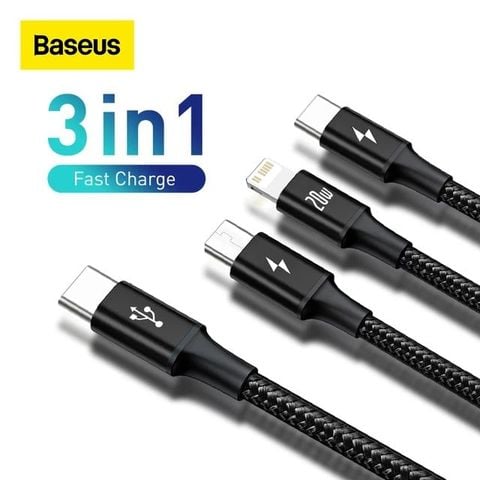 Cáp sạc 3 đầu Baseus Rapid 3in1 TypeC-lighting/micro/typeC