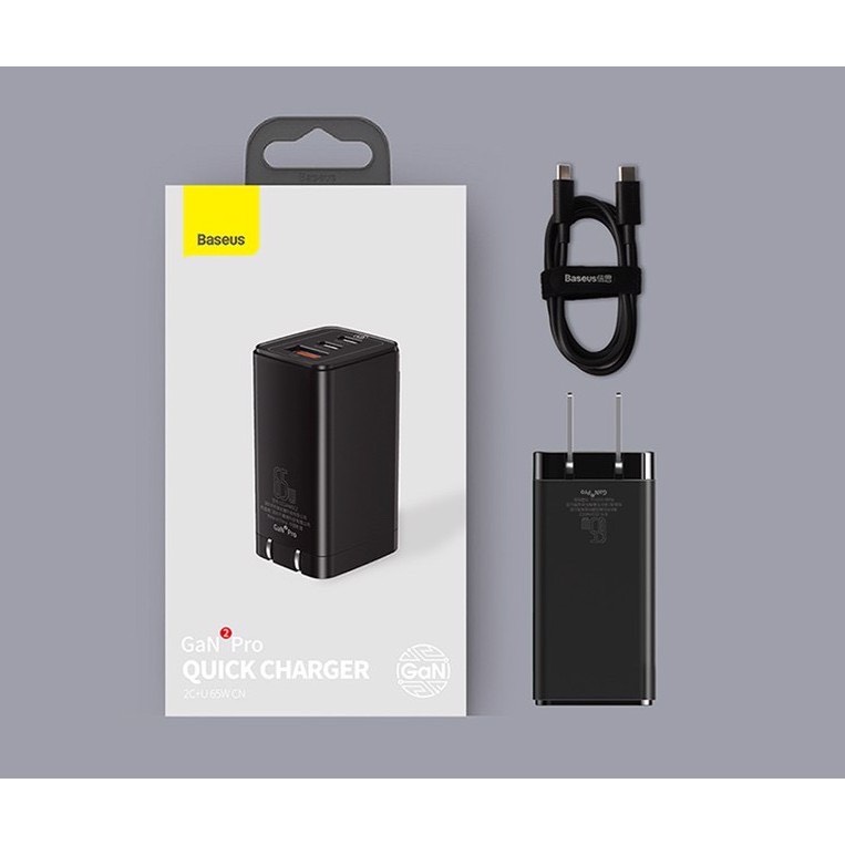 Bộ sạc TypeC-TypeC Baseus GaN2 Pro 2C+U 65W