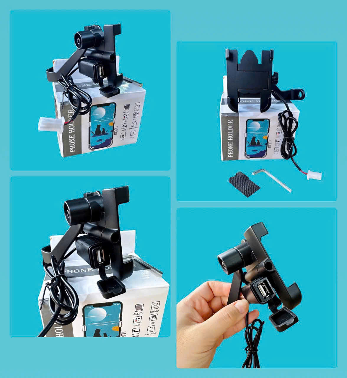 Kệ Xe máy đỡ điện thoại C2 + kèm Sạc điện thoại gắn xe máy
