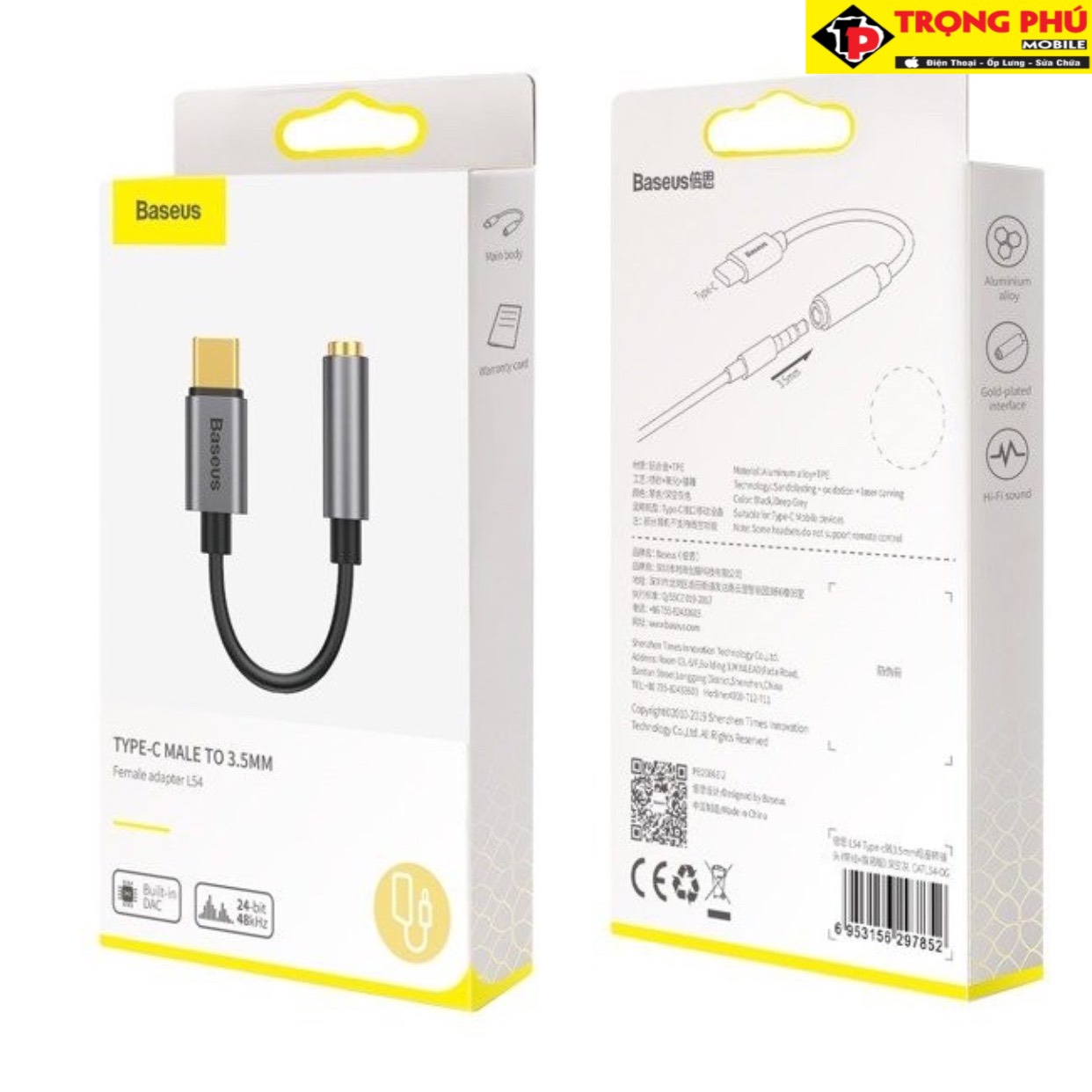 Cáp chuyển Baseus TypeC Male to 3.5mm L54