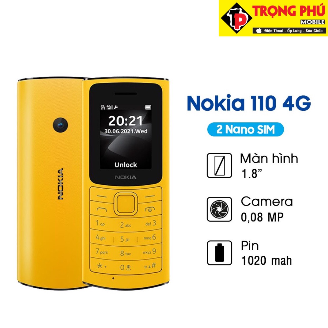 Điện thoại Nokia 110 4G 2023 cũ chính hãng  + pin, sạc