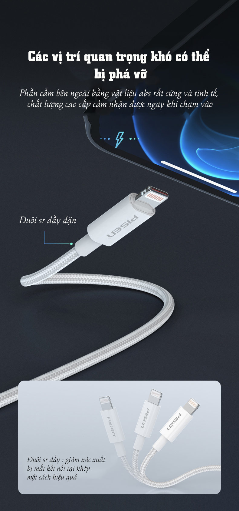 Cáp sạc Usb-Lighting Pisen ZY-AL01 Fast ZY 1m