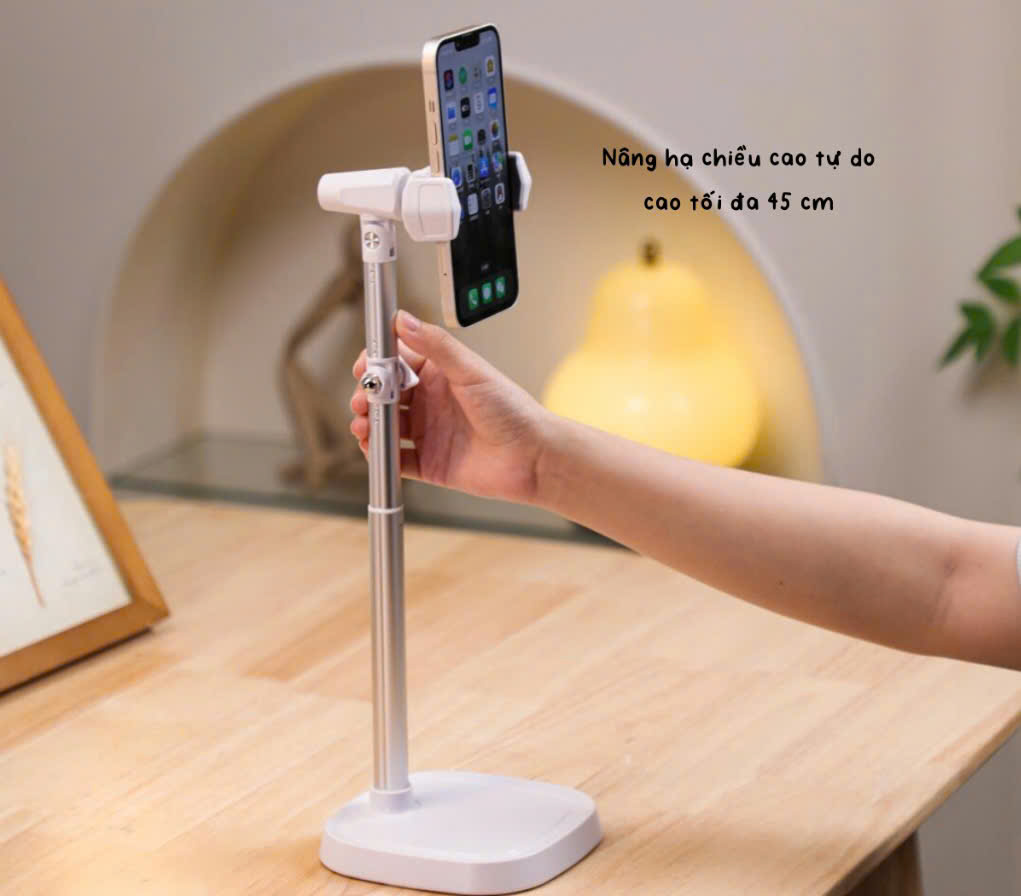 Kệ điện thoại T10 nhôm xoay360, cao 450cm livetream, xem phim