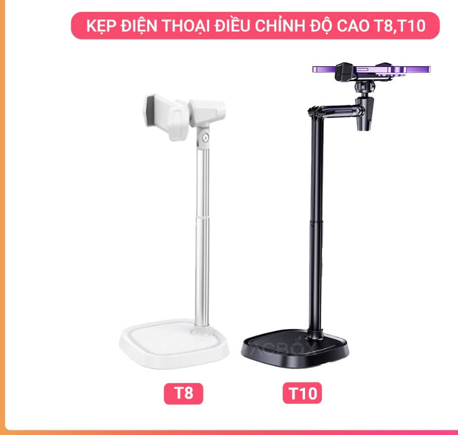Kệ điện thoại T10 nhôm xoay360, cao 450cm livetream, xem phim