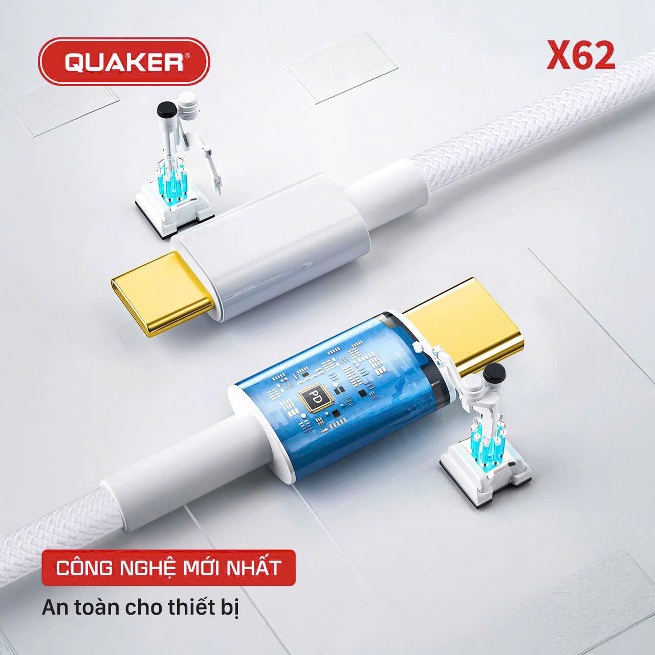 Cáp sạc TypeC-TypeC iPhone 15,16 Quaker X62 120 - Dây dù