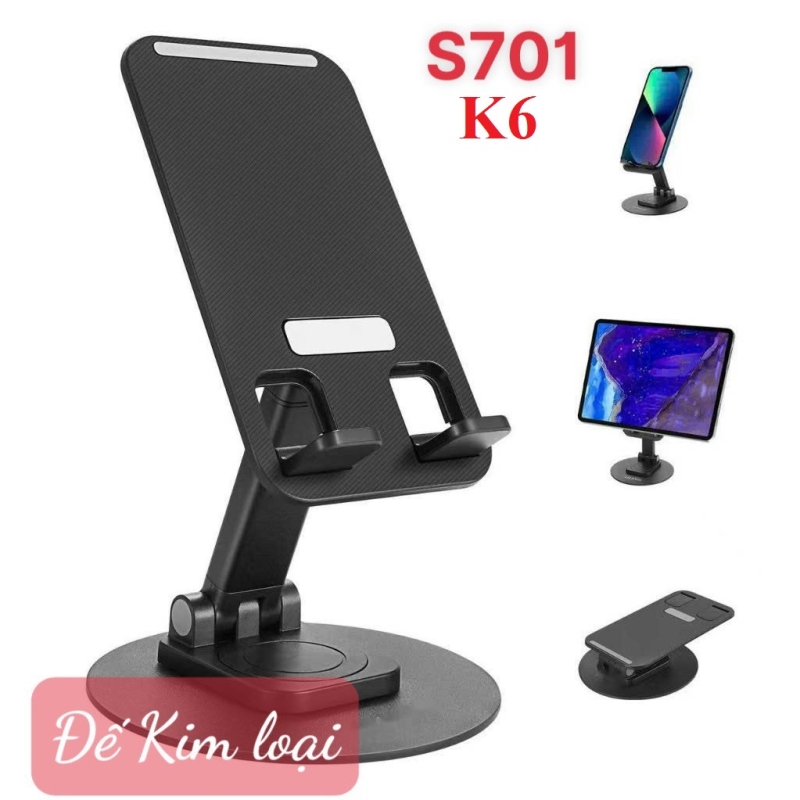 Kệ Giá đỡ điện Thoại, Máy Tính Bảng S701, K6, Kim Loại Xoay 360