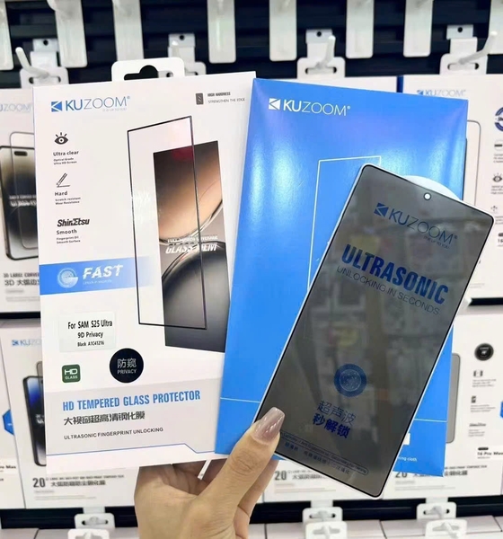 Cường lực iPhone 15 Pro Max/16 Plus Mo-cnc/Kuzom-360Anti 210k Chống nhìn trộm 4 chiều/vân tay