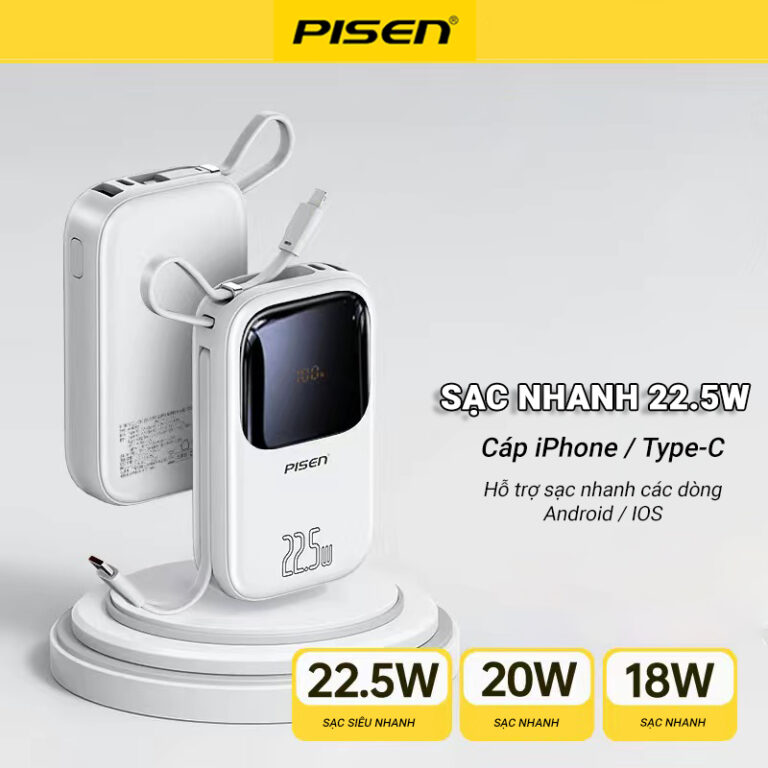 Sạc dự phòng Pisen TP-D088 PISEN POWERLink 22.5W 20000 (2dây C+L)
