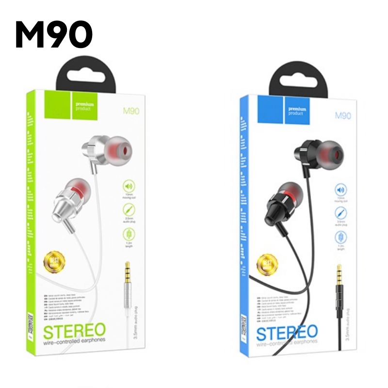 Tai nghe dây Đầu tròn nhét tai mềm HOCO M90